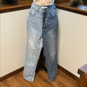 PacSun Blue Two Toned Button Fly Dad Jeans Straight Leg, High-Rise Size 26